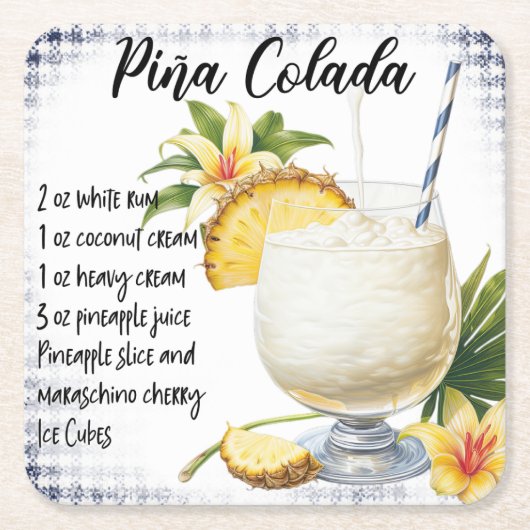 Pina Colada Kartonnen Onderzetters (Voorkant)