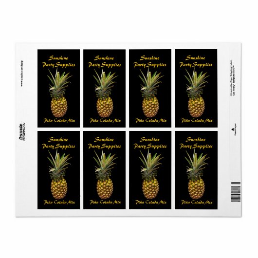 Pina Colada Mix Labels (Full Sheet)