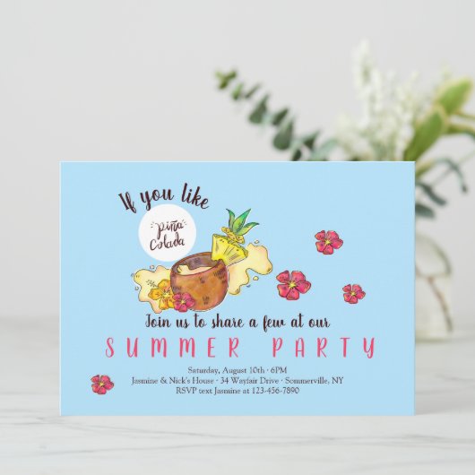 Piña Colada Party Uitnodigingen (Staand voorkant)
