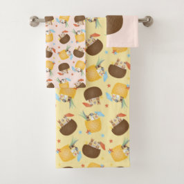 Pina Colada Pineapple Coconut Dogs Pattern Bad Handdoek