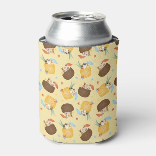 Pina Colada Pineapple Coconut Dogs Pattern Blikjeskoeler (Blikje Voorkant)