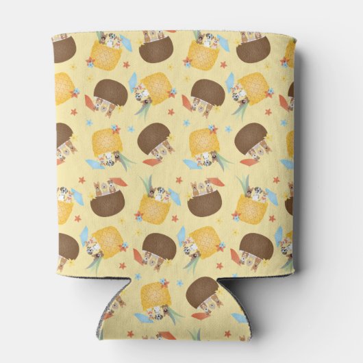 Pina Colada Pineapple Coconut Dogs Pattern Blikjeskoeler (Achterkant)