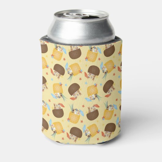 Pina Colada Pineapple Coconut Dogs Pattern Blikjeskoeler (Blikje Achterkant)