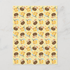 Pina Colada Pineapple Coconut Dogs Pattern Briefkaart