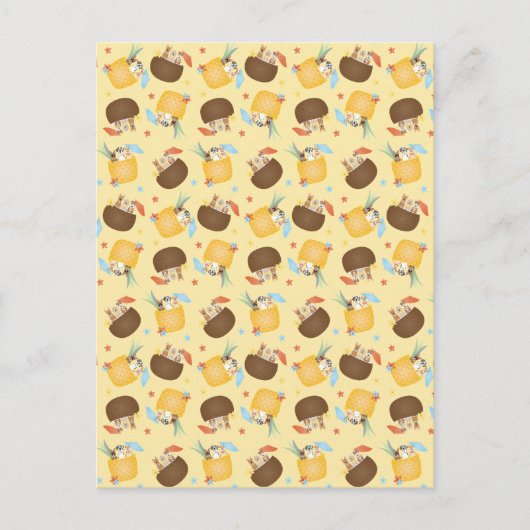 Pina Colada Pineapple Coconut Dogs Pattern Briefkaart (Voorkant)
