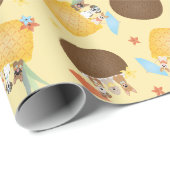 Pina Colada Pineapple Coconut Dogs Pattern Cadeaupapier (Rol Hoek)