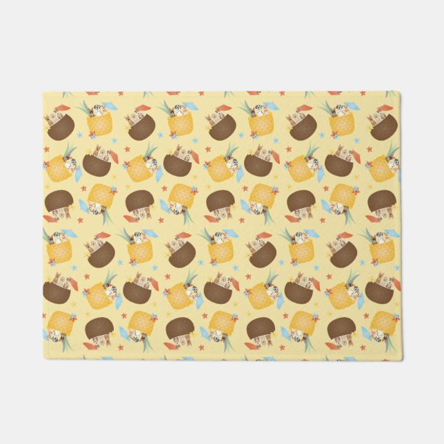 Pina Colada Pineapple Coconut Dogs Pattern Deurmat (Voorkant)