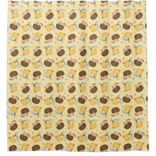 Pina Colada Pineapple Coconut Dogs Pattern Douchegordijn (Voorkant)