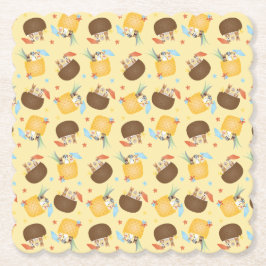 Pina Colada Pineapple Coconut Dogs Pattern Kartonnen Onderzetters