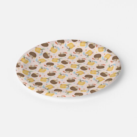 Pina Colada Pineapple Coconut Dogs Pattern Papieren Bordje (Gekanteld)