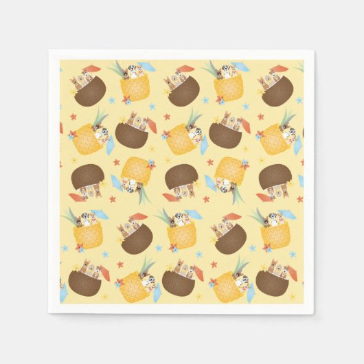 Pina Colada Pineapple Coconut Dogs Pattern Servet (Voorkant)