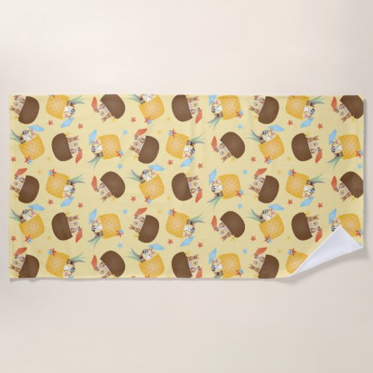 Pina Colada Pineapple Coconut Dogs Pattern Strandlaken (Voorkant)