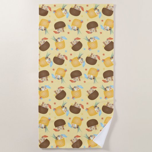 Pina Colada Pineapple Coconut Dogs Pattern Strandlaken (Voorkant)