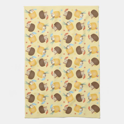 Pina Colada Pineapple Coconut Dogs Pattern Theedoek (Verticaal)