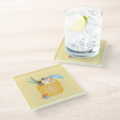 Pina Colada Pineapple Dogs Glazen Onderzetter (Schuin)