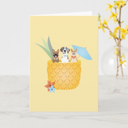 Pina Colada Pineapple Dogs Kaart (Gele Bloem)