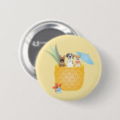 Pina Colada Pineapple Dogs Ronde Button 5,7 Cm (Voorkant /achterkant)