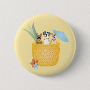 Pina Colada Pineapple Dogs Ronde Button 5,7 Cm