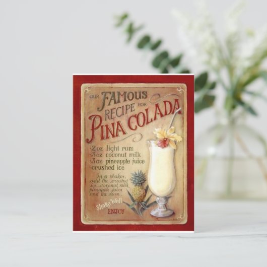 Pina colada recept briefkaart (Staand voorkant)