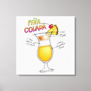 PINA COLADA RECEPT COCKTAIL KUNST CANVAS AFDRUK