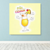 PINA COLADA RECEPT COCKTAIL KUNST CANVAS AFDRUK (Insitu (Houten vloer))