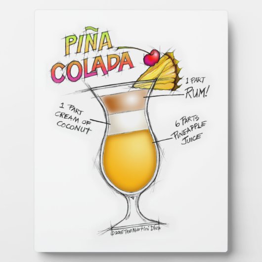 PINA COLADA RECEPT COCKTAIL KUNST FOTOPLAAT (Voorkant)