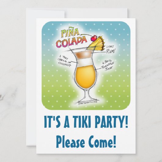 PINA COLADA RECEPT COCKTAIL KUNST KAART (Voorkant)