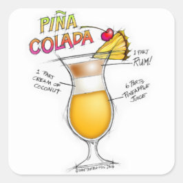 PINA COLADA RECEPT COCKTAIL KUNST VIERKANTE STICKER