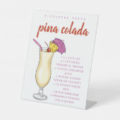 Pina Colada Recept Handtekening Drink Reclamebord Met Voetstuk (Voorkant)