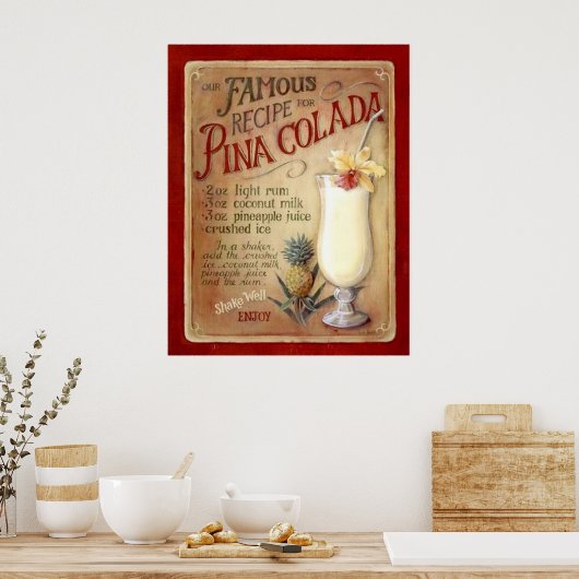 Pina colada recept poster (Keuken)