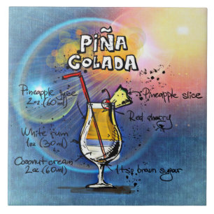 Pina Colada Recipbar Blue Tegeltje