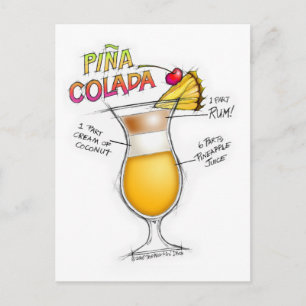PINA COLADA RECIPE COCKTAIL ART BRIEFKAART