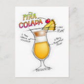 PINA COLADA RECIPE COCKTAIL ART BRIEFKAART (Voorkant)