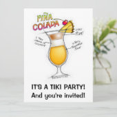 PINA COLADA RECIPE COCKTAIL ART KAART (Staand voorkant)