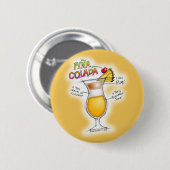 PINA COLADA RECIPE COCKTAIL ART RONDE BUTTON 5,7 CM (Voorkant /achterkant)