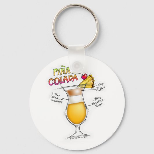 PINA COLADA RECIPE COCKTAIL ART SLEUTELHANGER (Voorkant)