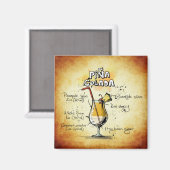 Pina Colada Recipe Gold Bar Magneet (Voorkant / Achterkant)