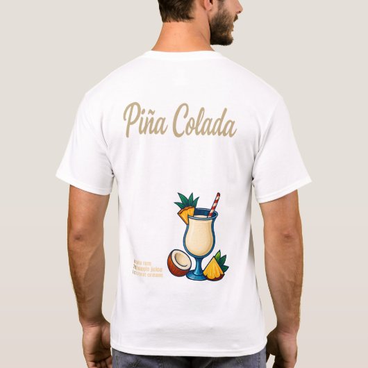 Piña Colada T-Shirt – Tropical Rum Cocktail (Achterkant)