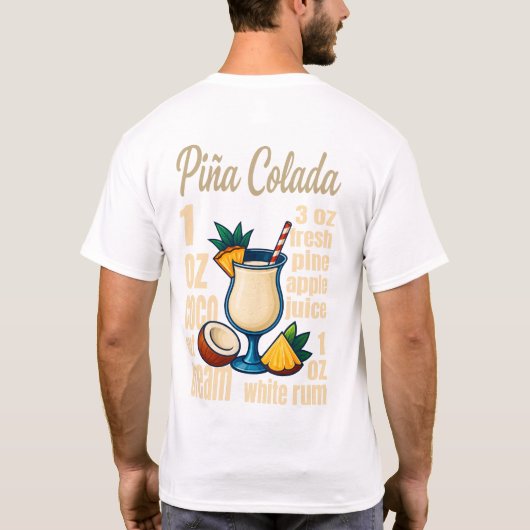 Piña Colada T-Shirt – Tropical Rum Cocktail (Achterkant)