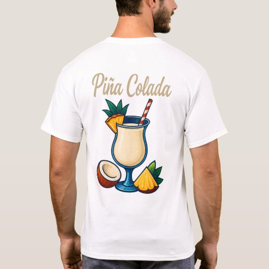 Piña Colada T-Shirt – Tropical Rum Cocktail (Achterkant)