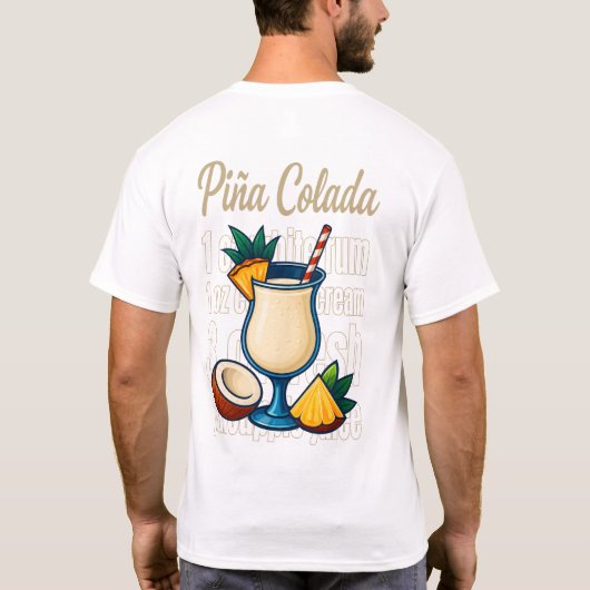 Piña Colada T-Shirt – Tropical Rum Cocktail (Achterkant)