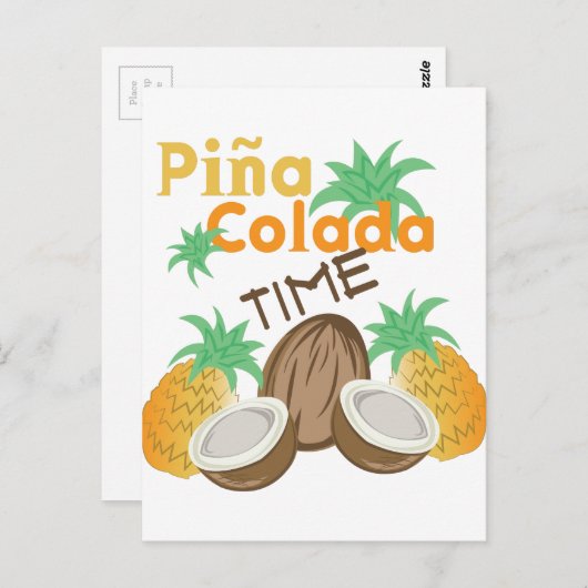 Pina Colada Time Briefkaart (Voorkant / Achterkant)