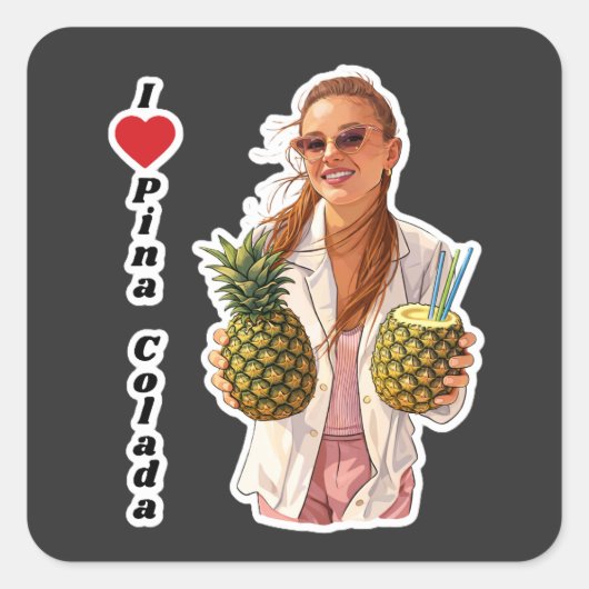 Pina colada, travels, cocktail vierkante sticker (Voorkant)