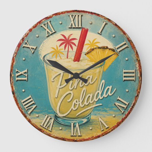 Piña Colada Tropical Cocktail Beach Grote Klok (Voorkant)