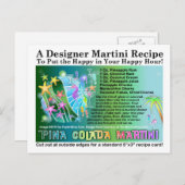 Pina Colada Tropical Martini Recept Briefkaart (Voorkant / Achterkant)