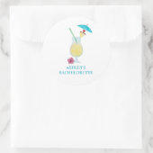 Piña Colada Tropical Wedding Vrijgezellenfeest Ronde Sticker (Tas)