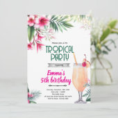Piña Colada tropisch feest uitnodiging (Staand voorkant)