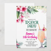 Piña Colada tropisch feest uitnodiging (Voorkant / Achterkant)