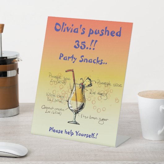 Pina Colada verjaardagsfeestje snacks Reclamebord Met Voetstuk (Insitu)