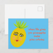 Piña Coladas Whimsical Pineapple Briefkaart (Voorkant / Achterkant)